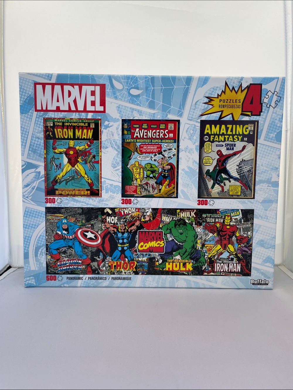 Marvel Classic Comic Cover Puzzle Set - Blue/Red/Yellow/Green